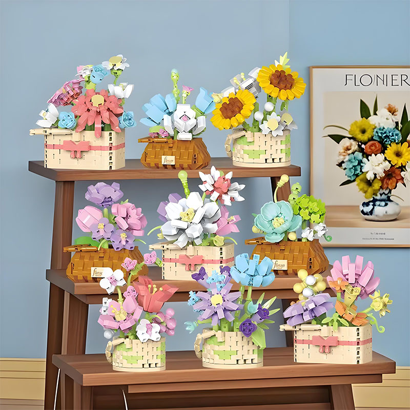 Bonsai Garden Lego Set - DIY Topf Rose Sonnenblumen Pflanzen Sukkulenten